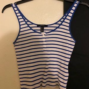 White blue stripped crop top